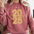 Senior 2025 Class Of 2025 Gold Senior Graduation Comfort Colors Sweatshirt Crimson
