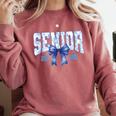 Senior 2026 Class Of 2026 Toile Coquette Bow Graduation 2026 Comfort Colors Sweatshirt Crimson