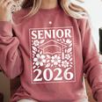 Senior 2026 Floral Flowers Class Of 2026 Graduation Kids Comfort Colors Sweatshirt Crimson
