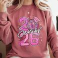 Senior 2026 Graduation Girls Coquette Pink Bow Class Of 2026 Premium Comfort Colors Sweatshirt Crimson