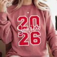 Senior 2026 Graduation Varsity Red Letters On The Back Comfort Colors Sweatshirt Crimson