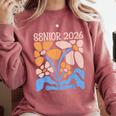 Senior 2026 Retro Groovy Flowers Graduation Comfort Colors Sweatshirt Crimson