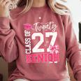 Senior 2027 Class Of 2027 Pink Coquette Bow Graduation Girl Comfort Colors Sweatshirt Crimson