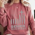 Senior Class Of 2025 USA Flag Cross Christian Graduation Comfort Colors Sweatshirt Crimson