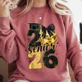 Senior Class Of 2026 Senior Girl Graduation Cap Coquette Bow Comfort Colors Sweatshirt Crimson