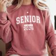 Senior Class Of 2026 Graduation Varsity Arched Letters Comfort Colors Sweatshirt Crimson