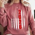 Senior Class Of 2026 Patriotic American USA Flag Graduation Comfort Colors Sweatshirt Crimson