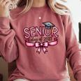 Senior Class Of 2027 Coquette Pink Bow Graduation 2027 Women Comfort Colors Sweatshirt Crimson