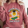 Senior Mom Class Of 2026 Daisy Flower Retro Graduation Comfort Colors Sweatshirt Crimson