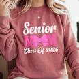 Senior Mom Class Of 2026 Pink Coquette Bow Graduation Comfort Colors Sweatshirt Crimson