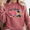 Senior Mom Class Of 2027 Cute Cat Graduation Pink Bows Girls Comfort Colors Sweatshirt Crimson