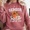 Senior Sister Class Of 2026 Coquette Basketball Graduation Comfort Colors Sweatshirt Crimson