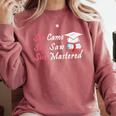 She Came She Saw She Mastered Graduation Comfort Colors Sweatshirt Crimson