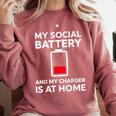 Social Battery Low Charger At Home Antisocial Introvert Comfort Colors Sweatshirt Crimson Social Battery Low Charger At Home Antisocial Introvert Comfort Colors Sweatshirt Crimson