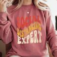 Social Distancing Expert Introvert Comfort Colors Sweatshirt Crimson
