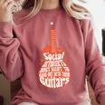 Social Introverts Hang Out With Guitars Musician Guitarist Comfort Colors Sweatshirt Crimson