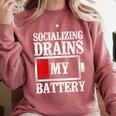 Socializing Drains My Battery Introvert Comfort Colors Sweatshirt Crimson Socializing Drains My Battery Introvert Comfort Colors Sweatshirt Crimson