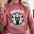 Socially Awkward Cute Introvert Cat Meme Anti-Social Club Comfort Colors Sweatshirt Crimson