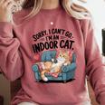 Sorry I Can’t Go I’m An Indoor Cat Couch Introvert Cat Comfort Colors Sweatshirt Crimson Sorry I Can’t Go I’m An Indoor Cat Couch Introvert Cat Comfort Colors Sweatshirt Crimson