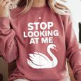 Stop Looking At Me Swan Introvert Humor Comfort Colors Sweatshirt Crimson
