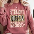 Straight Outta Cosmetology School Leopard Graduation Comfort Colors Sweatshirt Crimson