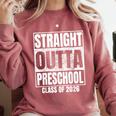 Straight Outta Preschool Graduate Class 2026 Graduation Comfort Colors Sweatshirt Crimson