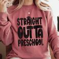 Straight Outta Preschool Graduation Cap Gown 2022 Cute Comfort Colors Sweatshirt Crimson