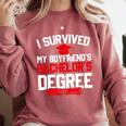 I Survived My Boyfriend's Bachelor's Degree Graduation Comfort Colors Sweatshirt Crimson
