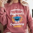 I Survived My Boyfriend's Engineering Degree Graduation Comfort Colors Sweatshirt Crimson