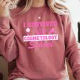 I Survived Cosmetology School Graduation Cosmetology Grad Comfort Colors Sweatshirt Crimson