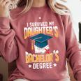 i Survived My Daughters Bachelor's Degree Graduation Gifts Comfort Colors Sweatshirt Crimson