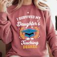 I Survived My Daughter's Teaching Degree Graduation Comfort Colors Sweatshirt Crimson
