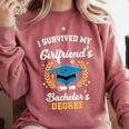 I Survived My Girlfriend's Bachelor's Degree Graduation Comfort Colors Sweatshirt Crimson