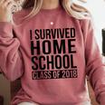 I Survived Home School Class Of 2018 Graduation Comfort Colors Sweatshirt Crimson