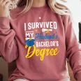 i Survived My Husbands Bachelors Degree Graduation Gifts Comfort Colors Sweatshirt Crimson