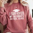 I Survived My Husband's Doctoral Degree Graduation Husband Comfort Colors Sweatshirt Crimson