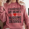 I Survived My Mom's Nursing Degree School Graduation Nursing Comfort Colors Sweatshirt Crimson