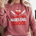 I Survived Nursing School Graduation Cool Comfort Colors Sweatshirt Crimson