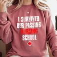 I Survived Her Passing Nursing School Graduation Comfort Colors Sweatshirt Crimson