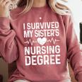 I Survived My Sister's Nursing Degree School Graduation Comfort Colors Sweatshirt Crimson