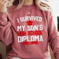 I Survived My Son's High School Diploma Graduation Premium Comfort Colors Sweatshirt Crimson