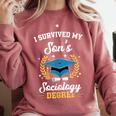 I Survived My Son's Sociology Degree Graduation Comfort Colors Sweatshirt Crimson