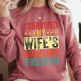 i Survived My Wife Bachelor's Degree Wife Graduation Comfort Colors Sweatshirt Crimson
