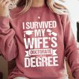 I Survived My Wifes Doctorate Degree Graduation Comfort Colors Sweatshirt Crimson