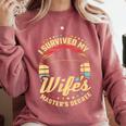 Survived My Wife's Master's Degree College Graduation Comfort Colors Sweatshirt Crimson