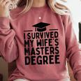 I Survived My Wife's Masters Degree Graduation Class Of 2025 Comfort Colors Sweatshirt Crimson