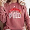 I Survived My Wife's PhD Graduation Slim Fit Shirt Comfort Colors Sweatshirt Crimson