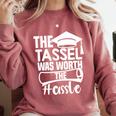 The Tassel Was Worth The Hassle Graduation Class Premium Tri-Blend Comfort Colors Sweatshirt Crimson