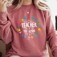 Teacher Of Tiny Humans Preschool Kindergarten Graduation Comfort Colors Sweatshirt Crimson