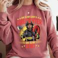 Woman Firefighter Aunt TiTi Auntie Black Graduation Comfort Colors Sweatshirt Crimson